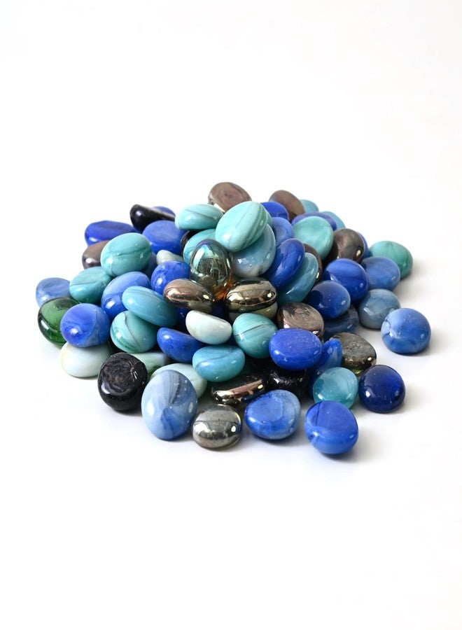 VANNEF® Premium Decorative Blue Glossy Onyx Stone Pebbles for Vase Fillers Plant Pots Home Indoor Decoration (800 gm Blue)